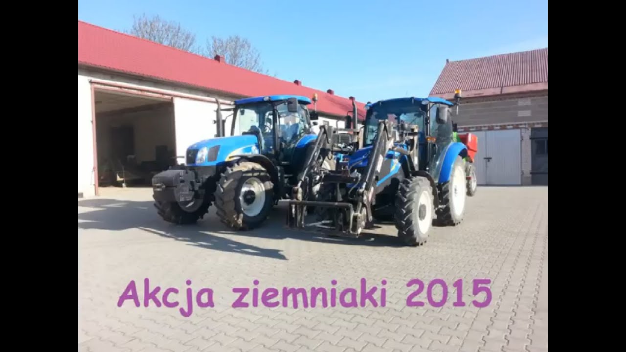 Sadzenie ziemniaków 2015 New Holland t4.55 & Uprawa New Holland T6050 Plus.
