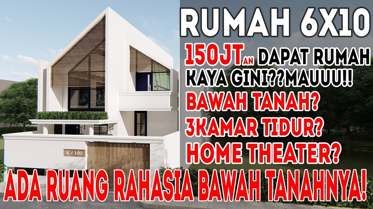 Desain rumah 6x10 3 kamar tidur dengan kolam renang?
