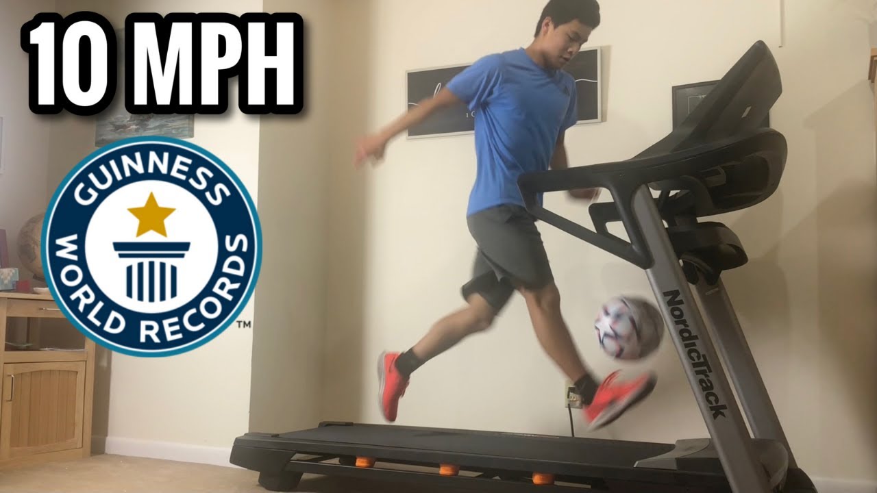 Juggling 10 MPH On A Treadmill | Breaking Soccer Guinness World Records