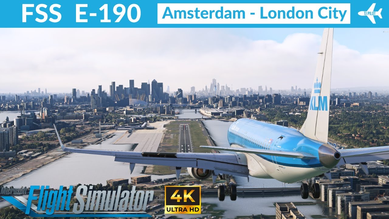 [MSFS] FlightSim Studios Embraer E-190 KLM | Amsterdam to London City | Full Flight | 4K UHD