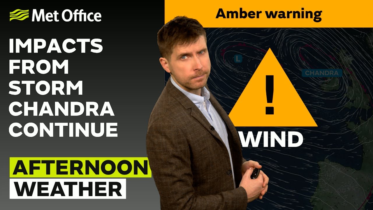 27/01/2026 - Storm Chandra continues - Afternoon Weather Forecast UK – Met Office Weather