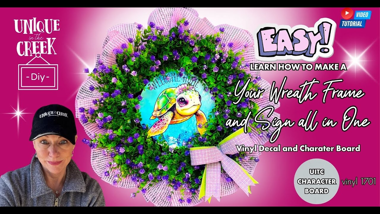 UITC Character Board and Vinyl, mesh and florals makes gorgeous wreath | Beginners #wreathmaking