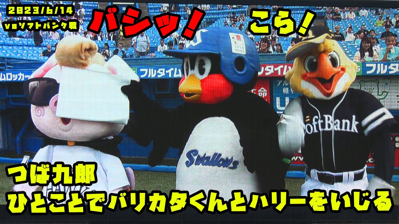 つば九郎　ひとことでバリカタくんとハリーをいじる　2023/6/14 vsソフトバンク