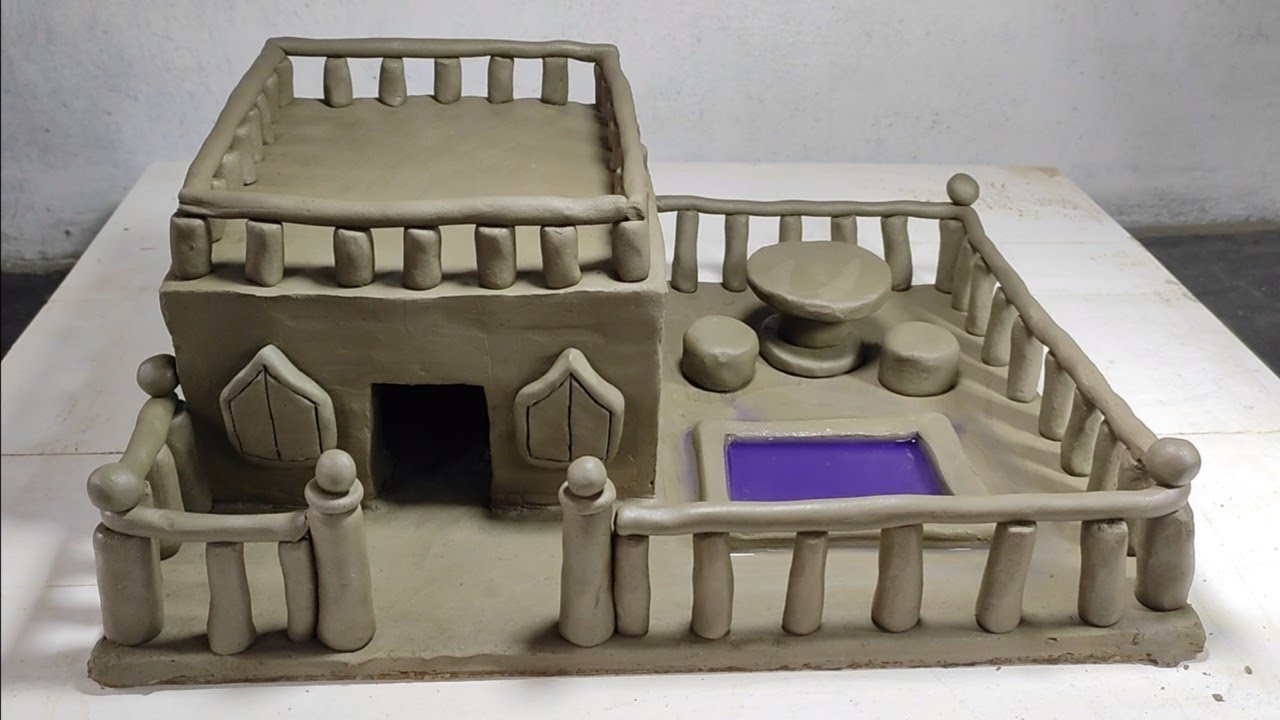 Amazing technique build DIY miniature house | how to make clay house | mud house | swimming pool