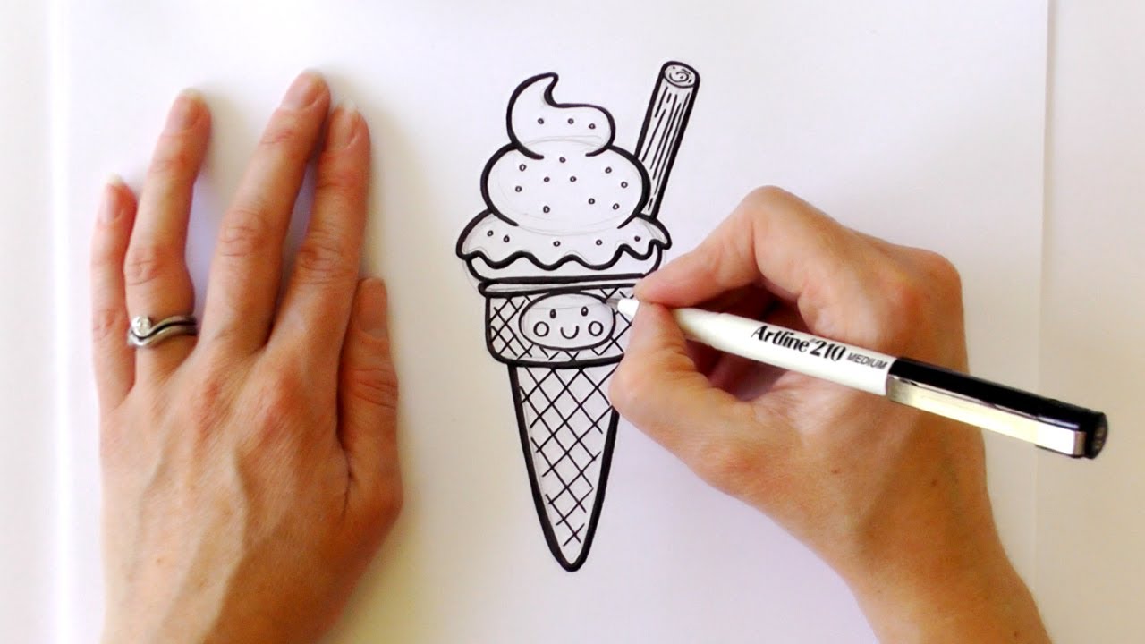 How To Draw An Ice Cream Cone | Quick and Easy Bullet Journal Doodle Ideas | bujoTIGER (ZOOSHii)