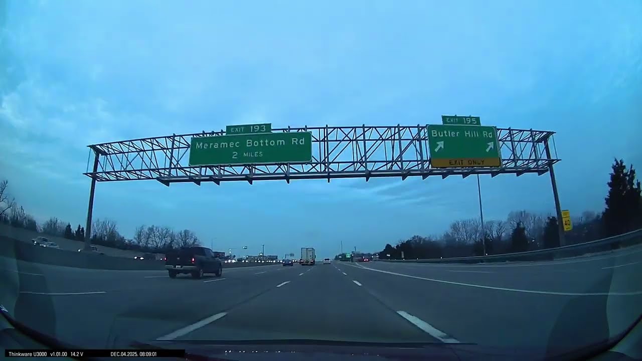 POV free-flowing I-55 south from I-270 to Imperial EX at 7:15 a.m. in greater St. Louis, MO 12/4/25