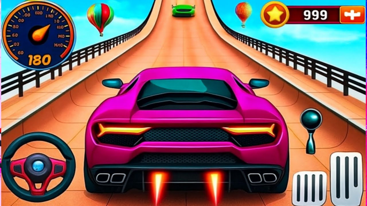 Pink Colour Ramp Car Racing Flyover 3D Game - Ramp Car Stunt Racing Video -  android 3D GamePlay 