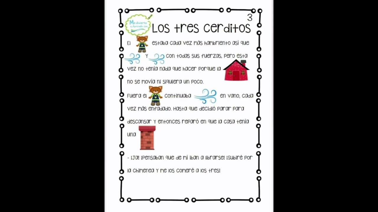 Cuento de  pictogramas: Los tres cerditos y el lobo feroz 🐷🐺