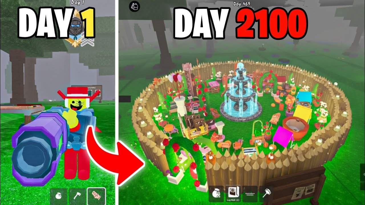 2100 Days to Build the ULTIMATE Valentine’s Day Base in 99 Nights In The Forest! 💘