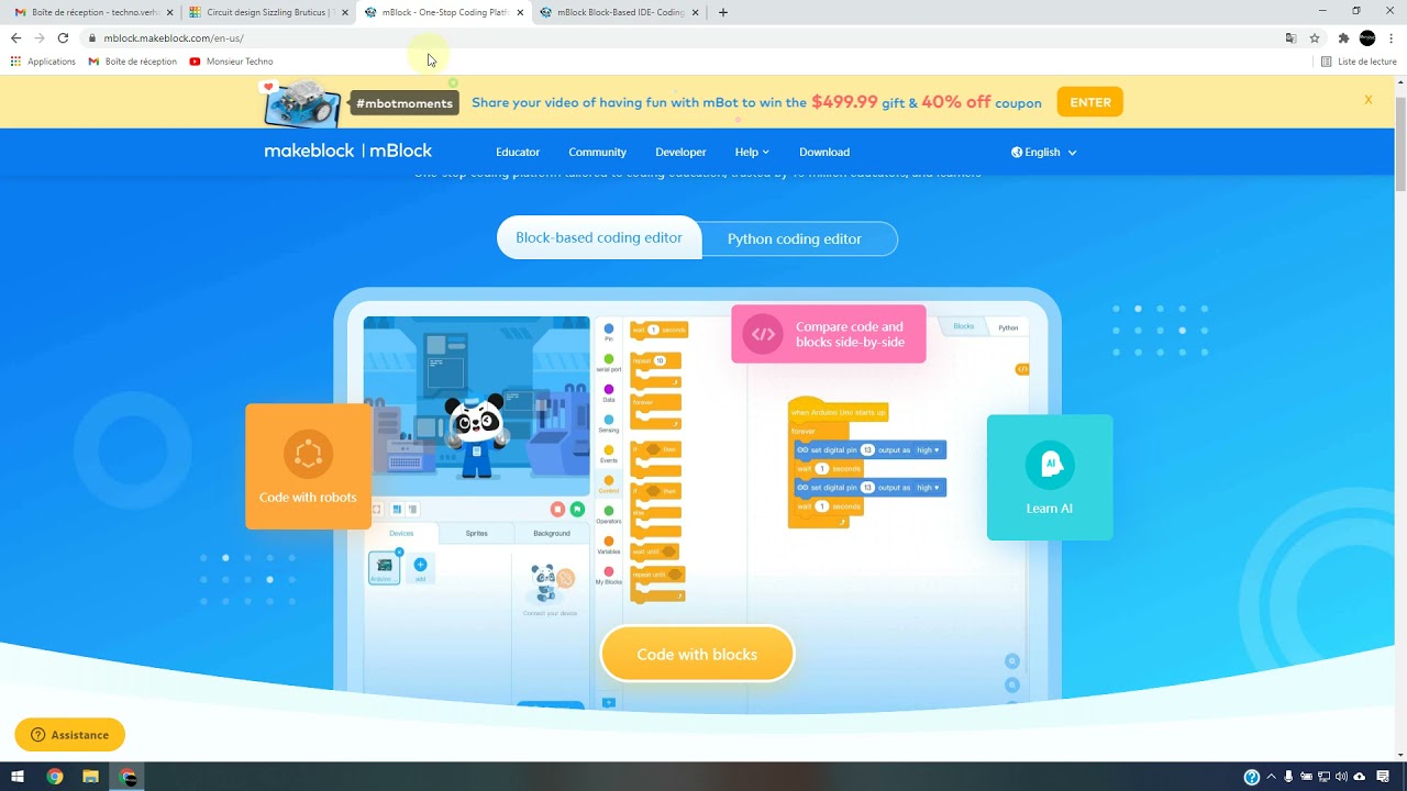 Comment utiliser mBlock en ligne
