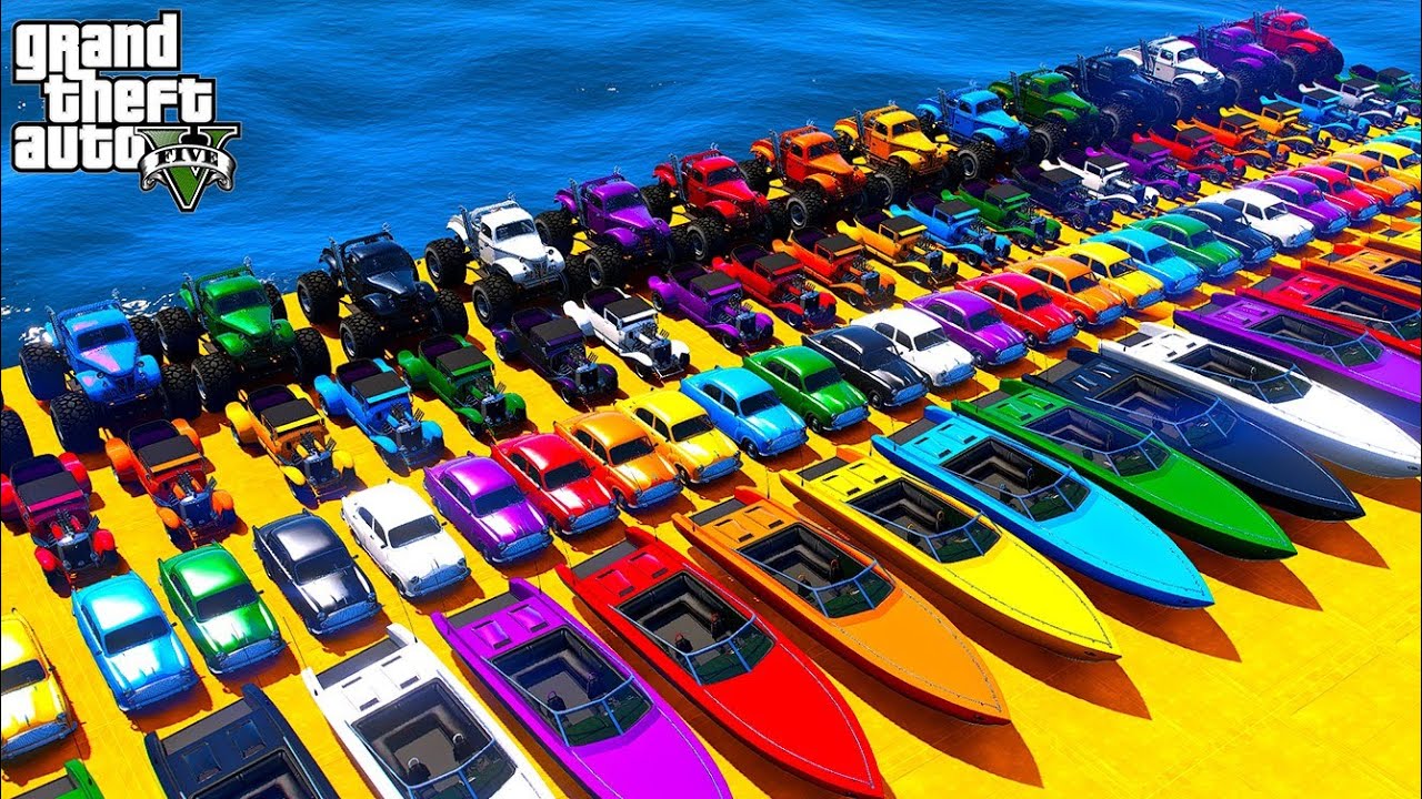 GTA V Mods Super Stunt Racing Challenge with Spider-Man, Supercars, Planes and Boats