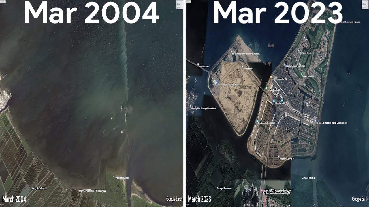 Timelapse of Golf & Ebony Island PIK (Pulau Reklamasi Timur & Barat) (December 1985-March 2023)