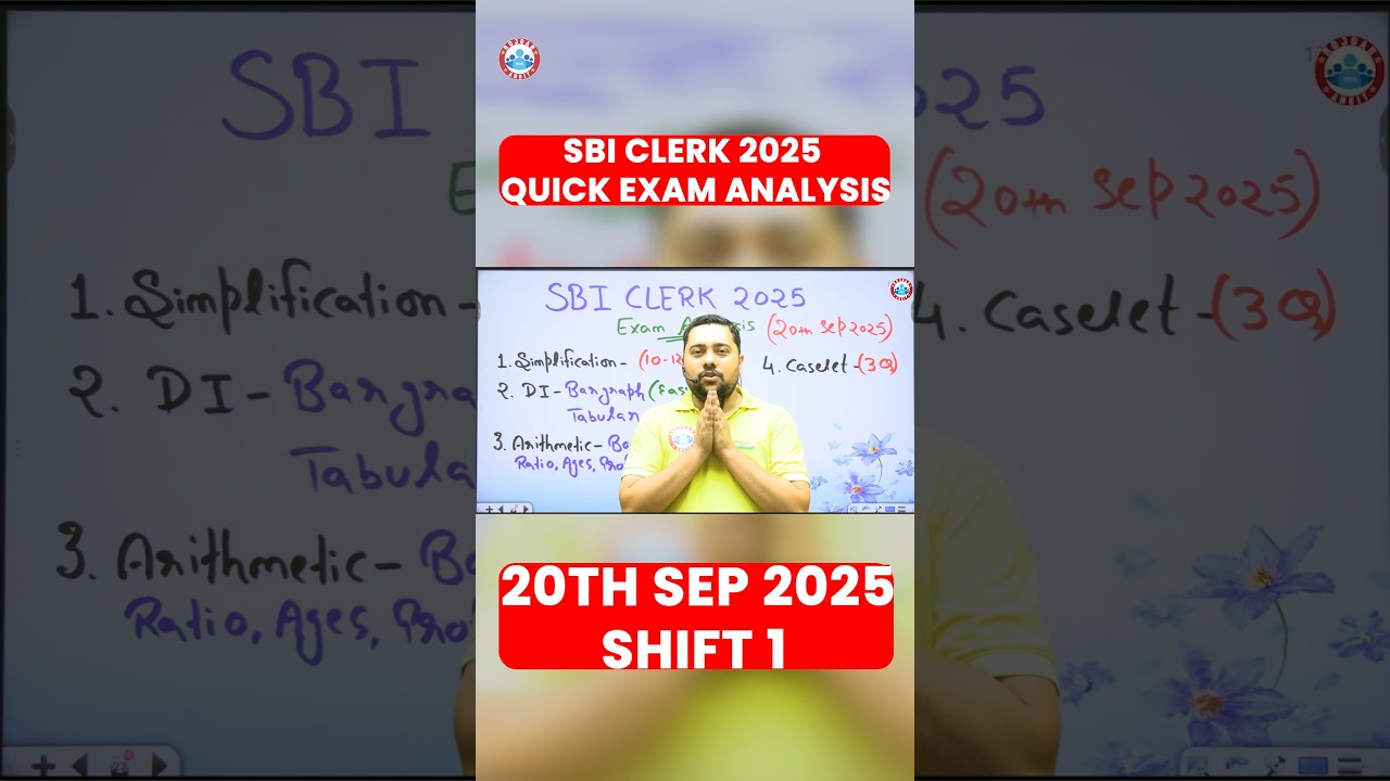 SBI Clerk 2025 l Quick Quant Exam Analysis 1st Shift l Exam Level Easy to Moderate?🤔