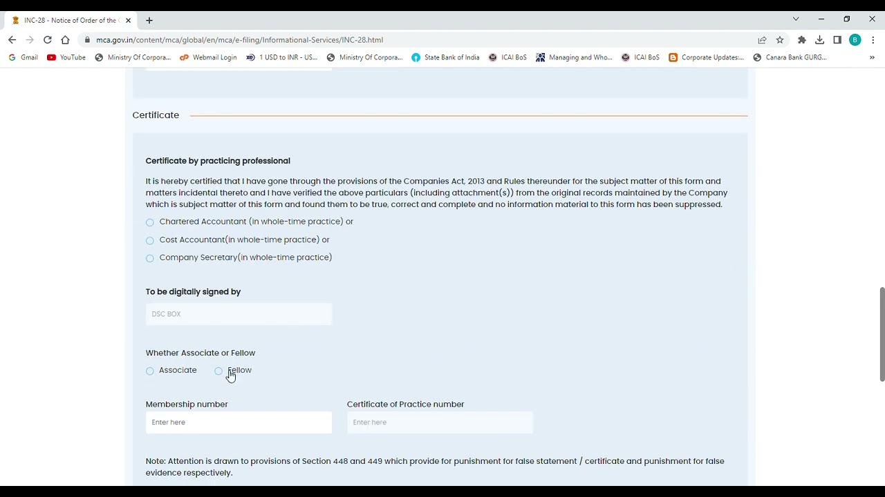 How to File Form INC 28 under section 441 of the Companies Act 2013