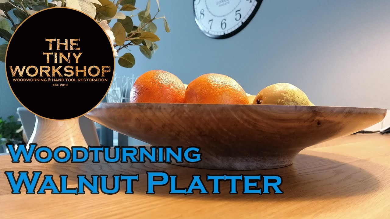 Woodturning - Walnut Platter | Sideways turning with Toolrest Extension from Record Power.