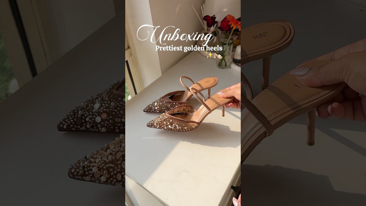 Unboxing pretty golden heels #shorts #unboxingvideo #affordablefashion