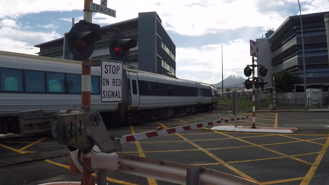Railroad crossing - Spirit of Queensland Diesel Tilt Train