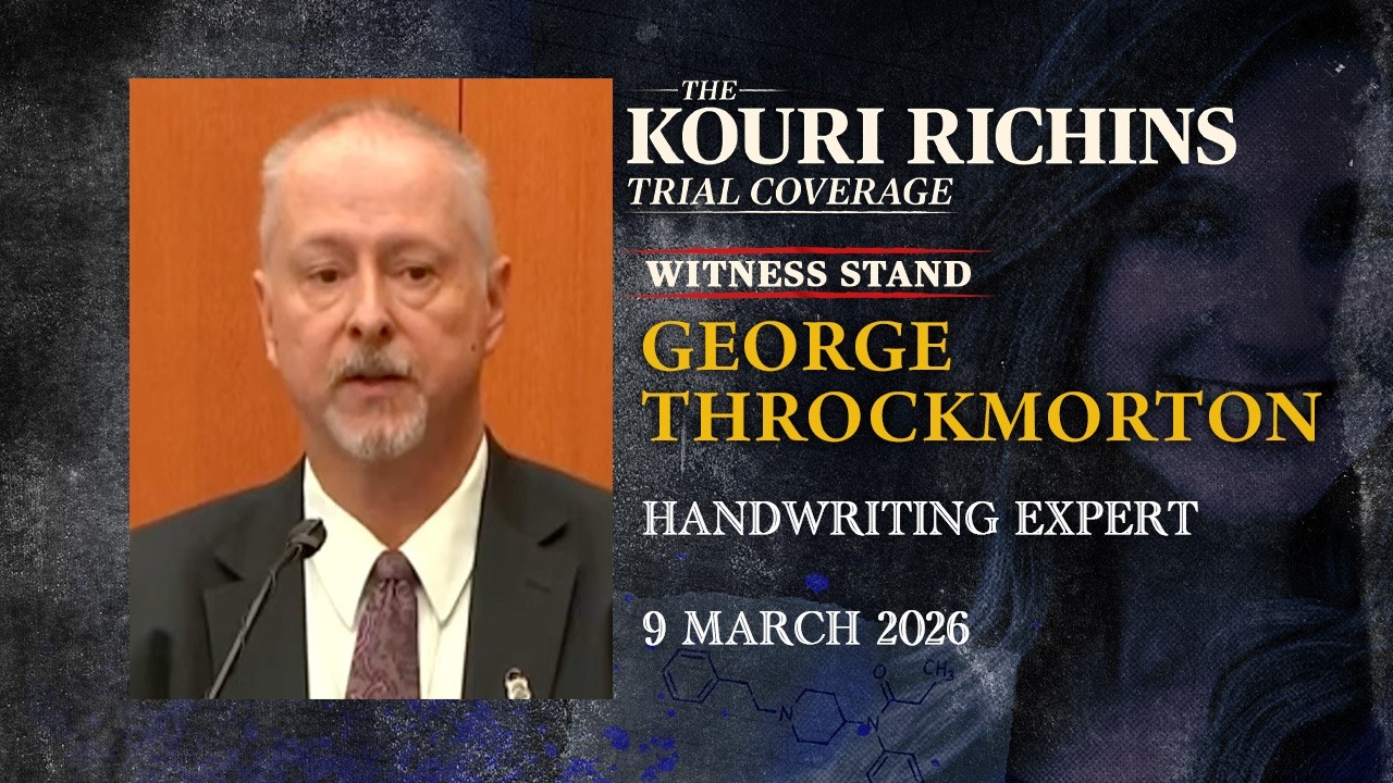 Handwriting expert George Throckmorton testifiest at Kouri Richins murder trial