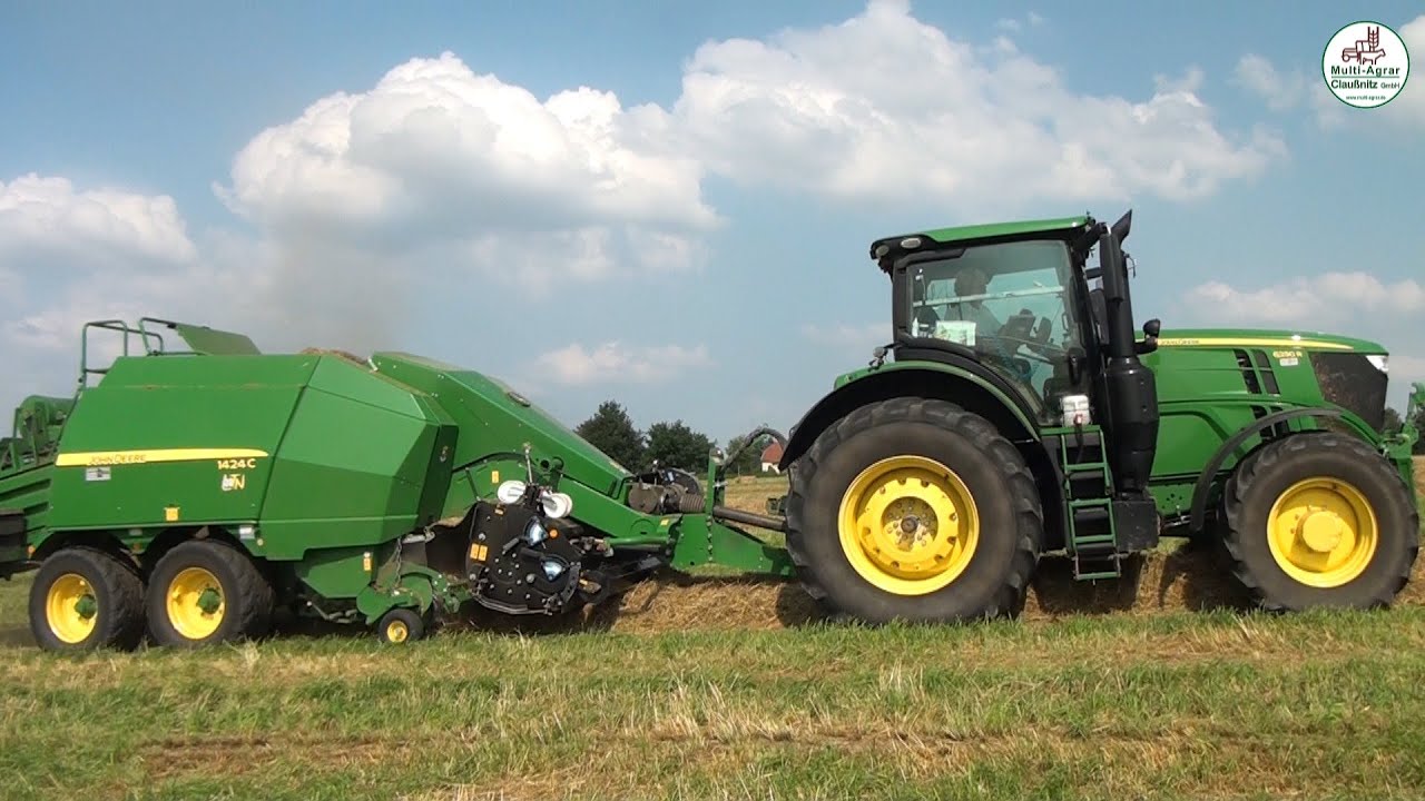 Großeinsatz 4 Pressen im Grasstroh, John Deere, JCB, Claas Grass Straw Harvest Multi Agrar Claußnitz