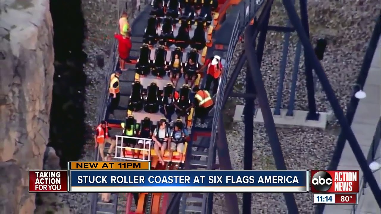 'Firebird' roller coaster stuck at Six Flags in Maryland