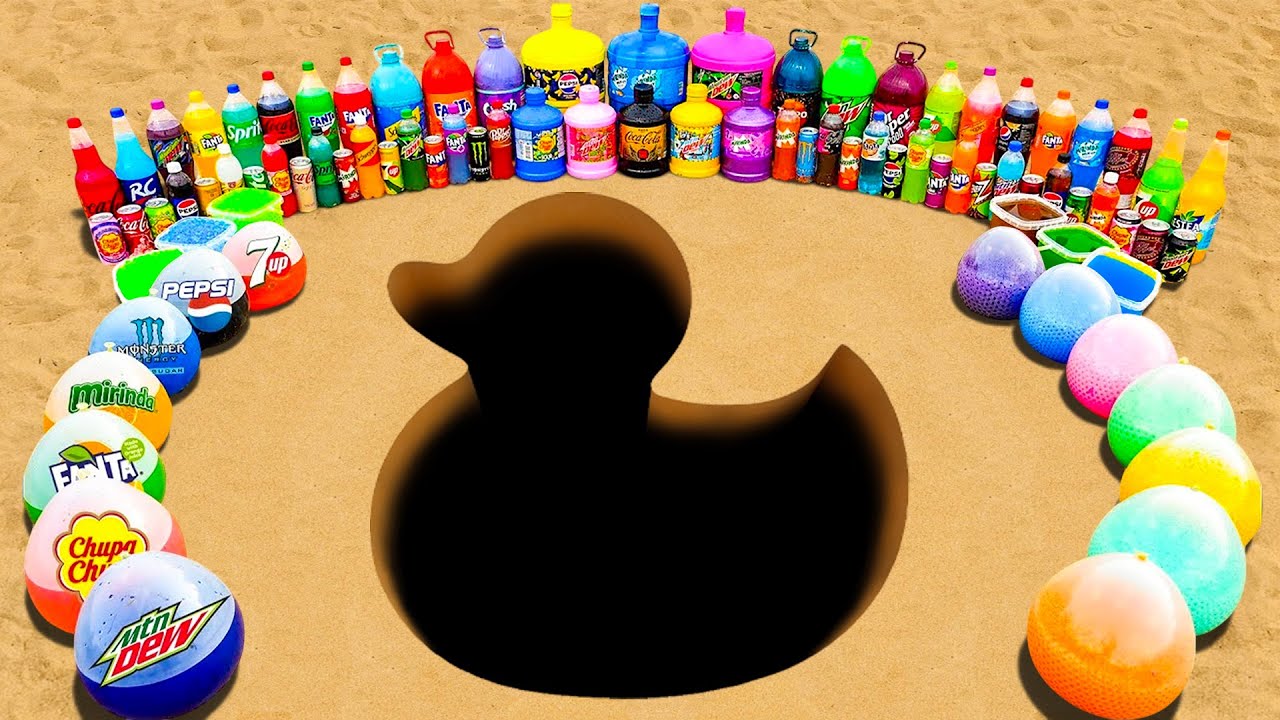 How to Make a Giant Duck with Big Orbeez, Balloons of Sodas, Mtn Dew, Fanta, Coca Cola vs Mentos