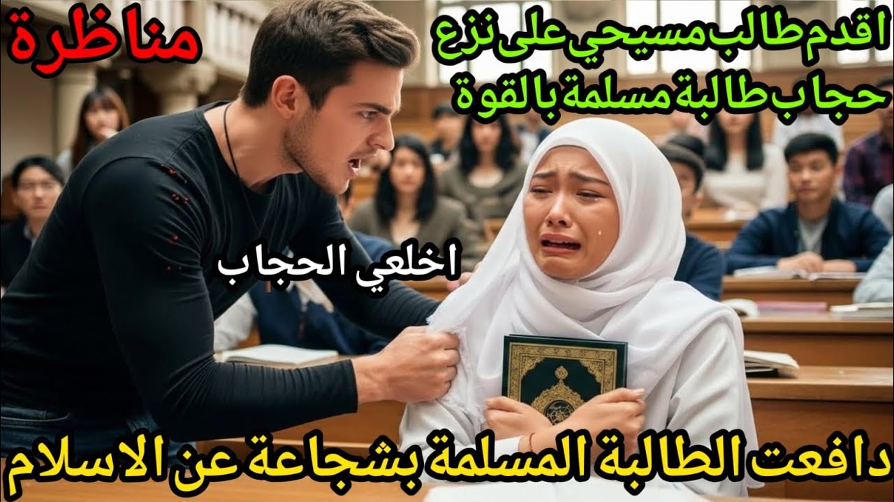 كان الجميع يضحك عندما جرت محاولة نزع حجاب فتاةٍ مسلمة لكن جوابها صدم الجميع وأدخل القاعة في صمتٍ تام