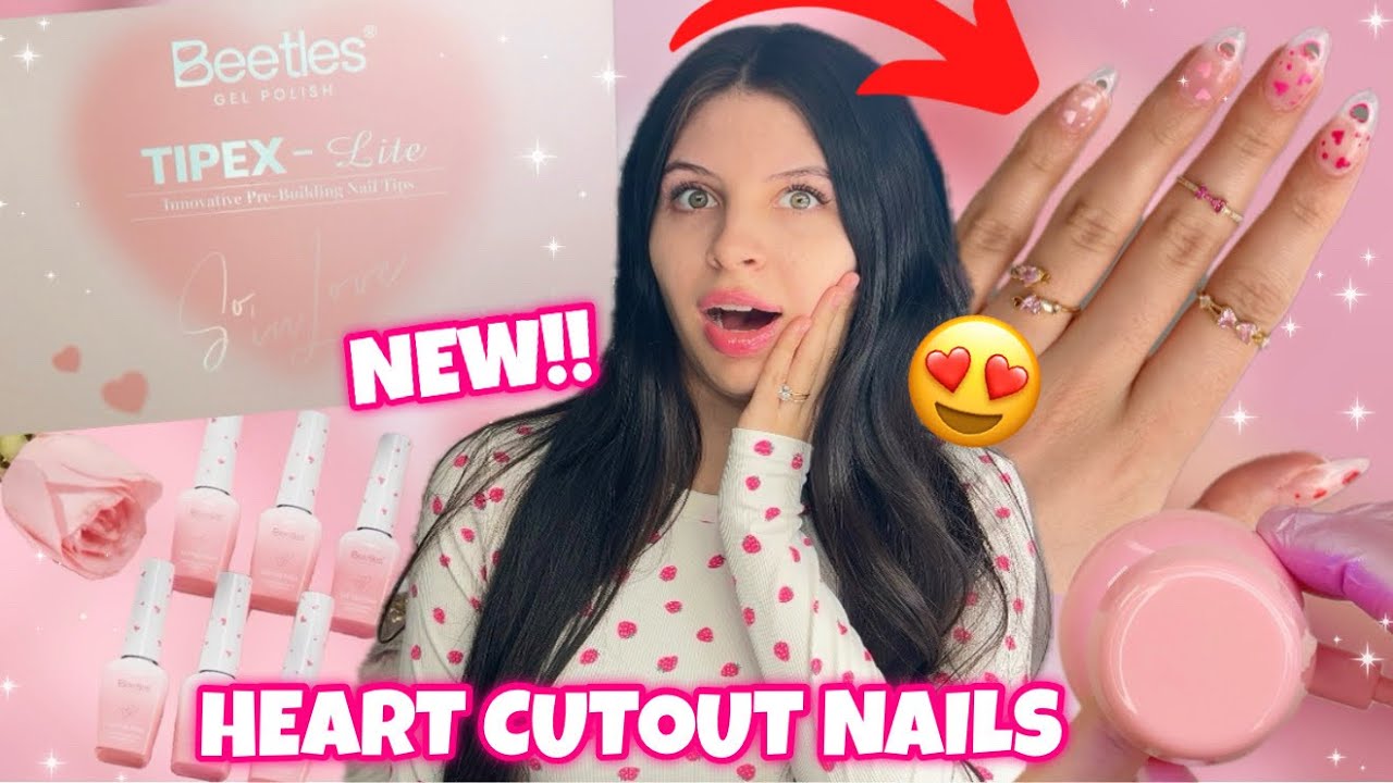 Heart Cutout Acrylic Nails?! 💕 Beetles Tipex Lite Valentine’s Kit UNBOXING + GIVEAWAY