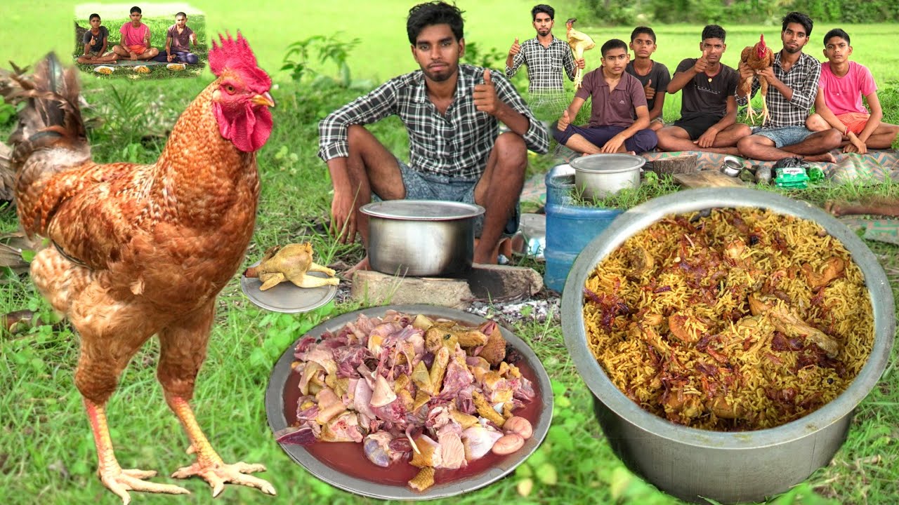 गांव के दोस्तों के साथ बनाएं देसी चिकन पुलाव रेसिपी | desi chicken pulao recipe cooking in village 