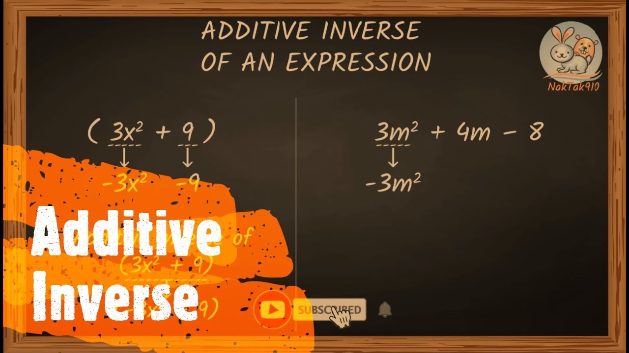 Additive Inverse of Whole Numbers, Integers, Algebraic Terms, Expressions!