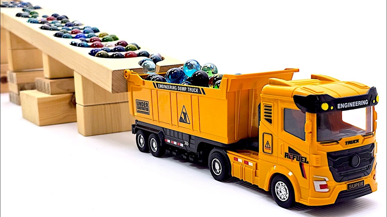 Super Engineering Marble Run with Dump Trucks | Satisfying Wooden ASMR