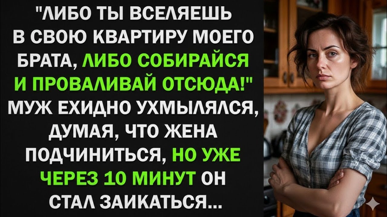 Либо ты вселяешь в свою квартиру моего брата, либо проваливай отсюда! - крикнул муж. Но уже через...
