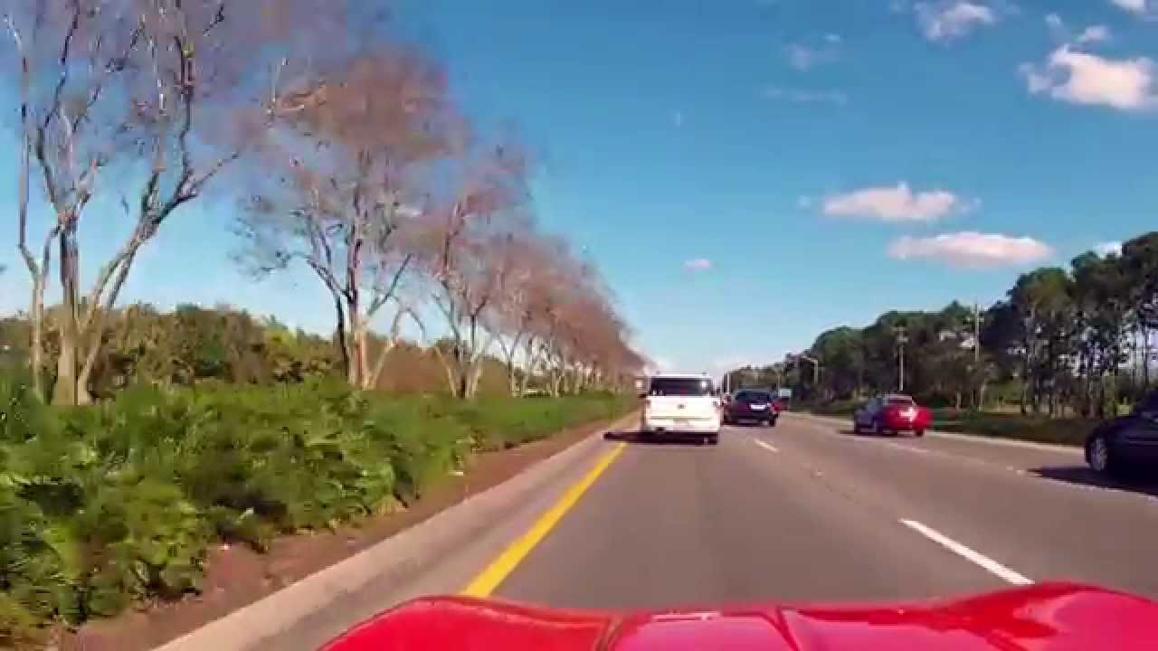 Driving from Fort Myers Beach through Lee County, Florida in traffic