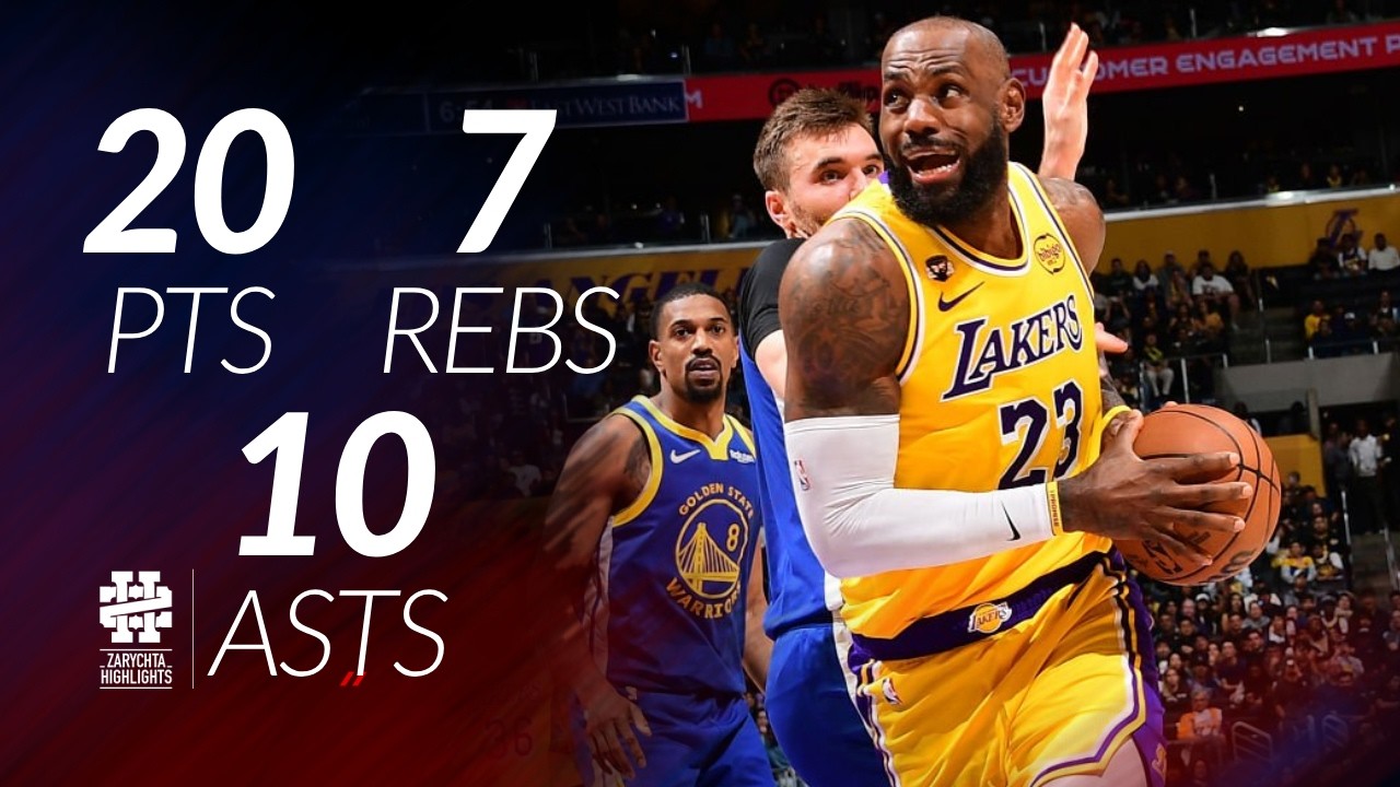 LeBron James 20 pts 7 rebs 10 asts vs Warriors 25/26 season