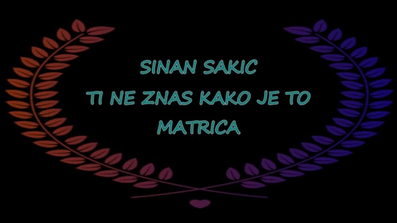 MATRICA SINAN SAKIC TI NE ZNAS KAKO JE TO