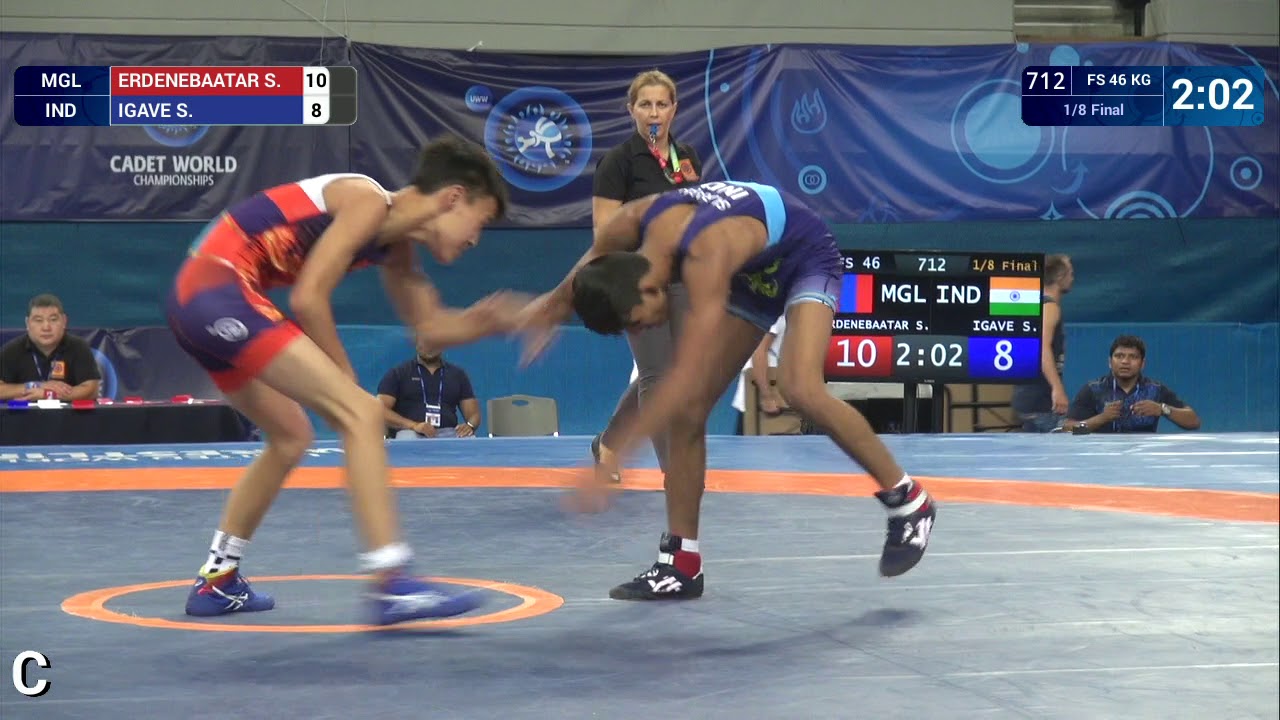 1/8 FS - 46 kg: S. IGAVE (IND) df. S. ERDENEBAATAR (MGL) by VPO1, 16-10
