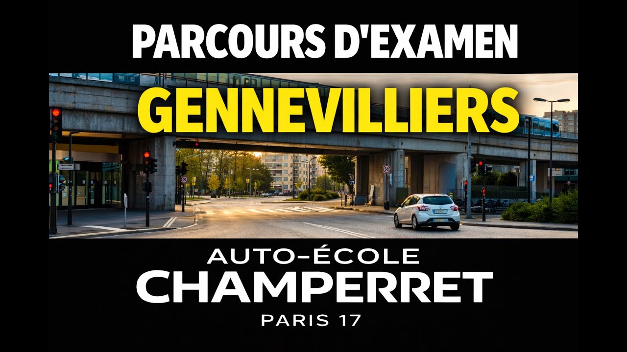 Gennevilliers – Parcours d’examen permis de conduire #13 (Auto-école Paris 17 – Boulevard Pereire)