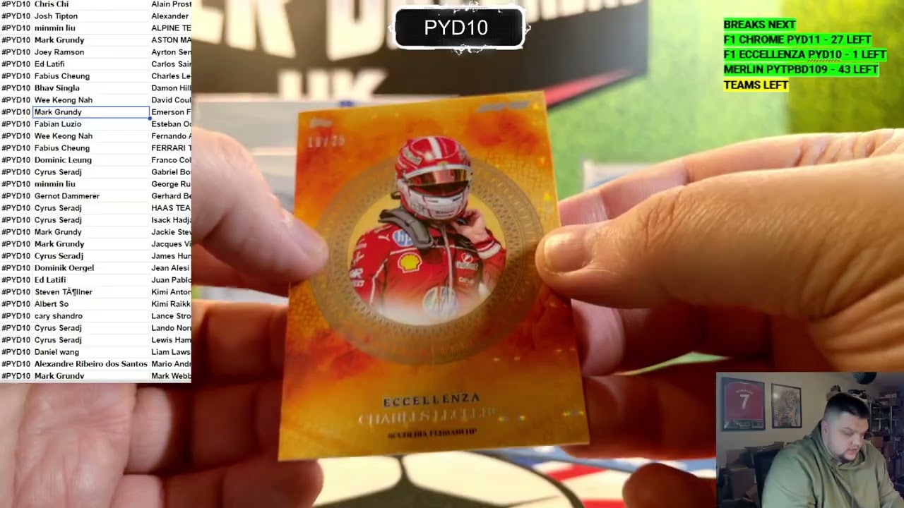 2025 Topps ECCELLENZA Formula 1 Racing ECC25, 10 Box PYD BREAK #PYD10