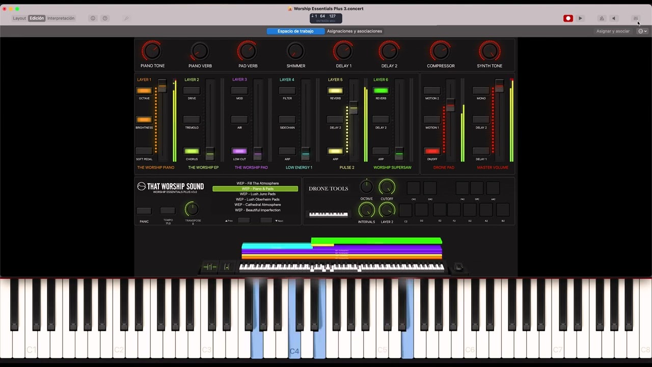 Bienvenido Espiritusanto | Intro | Miel San Marcos | Piano || Worship Essentials plus | MainStage 3]