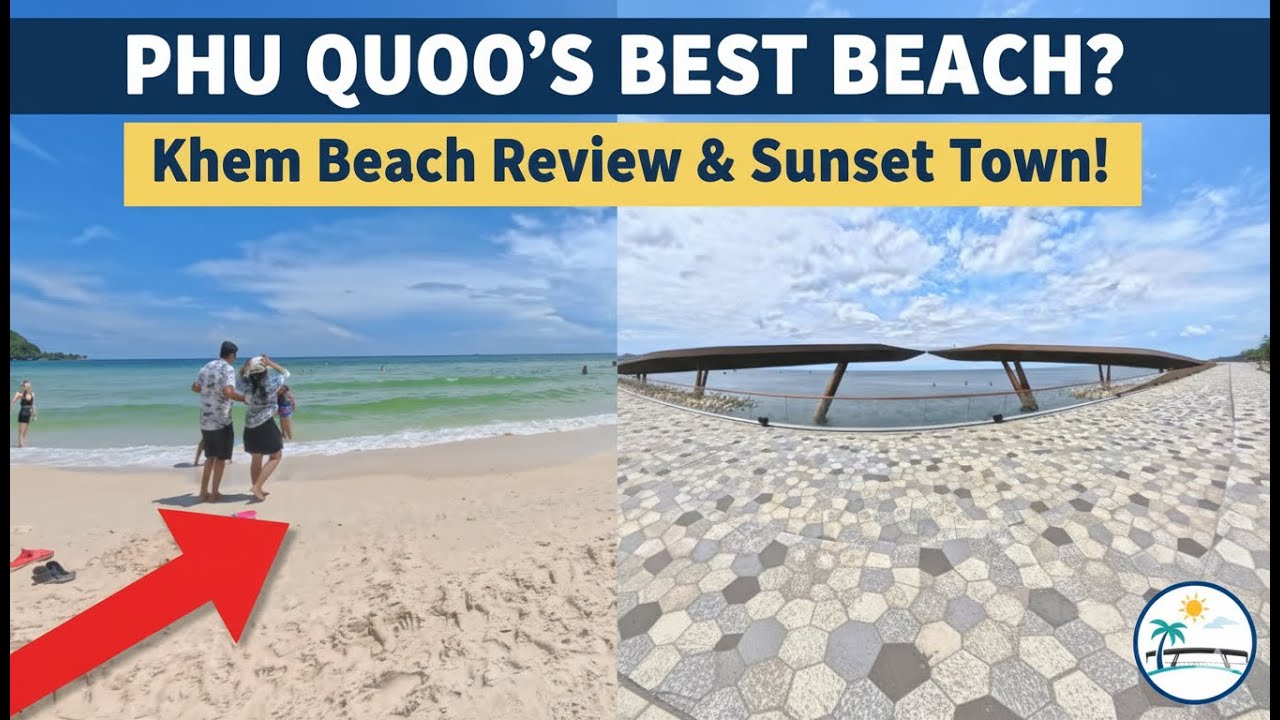 Sunset Town PHU QUOC: Exploring Sunset Town & Iconic Kiss Bridge! and Khem Beach #trending #explore