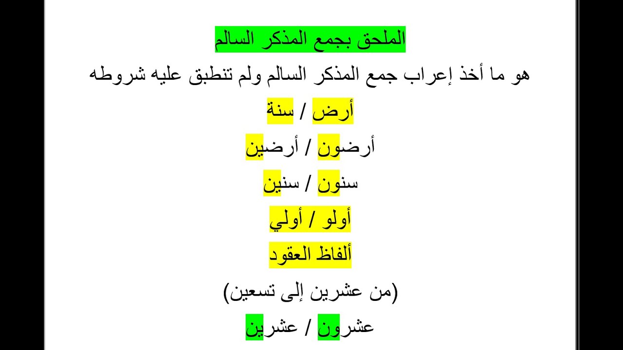 الملحق بجمع المذكر السالم