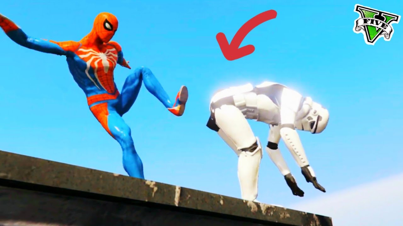 GTA 5 Spiderman & Crazy Ragdolls Mods (StormTrooper - Predator) Funny Moments and Fails