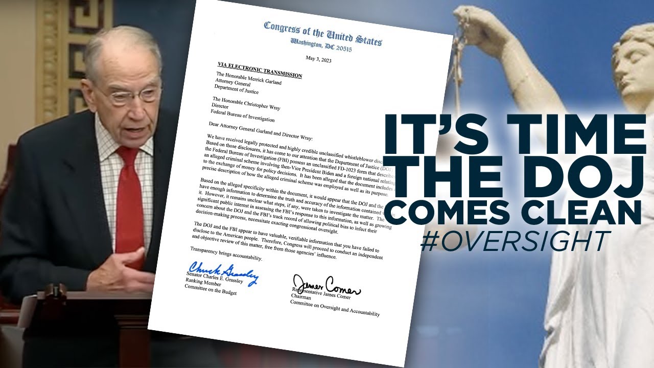 Grassley on the Senate Floor: The DOJ Must Come Clean to the American People