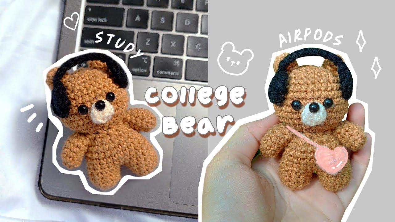 ♡ Crochet College Bear Tutorial | Bear with 🎧 🎒 ♡