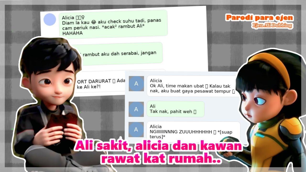 Ejen Ali Dubbing || Ali sakit, Alicia dan kawan kawan datang melawat