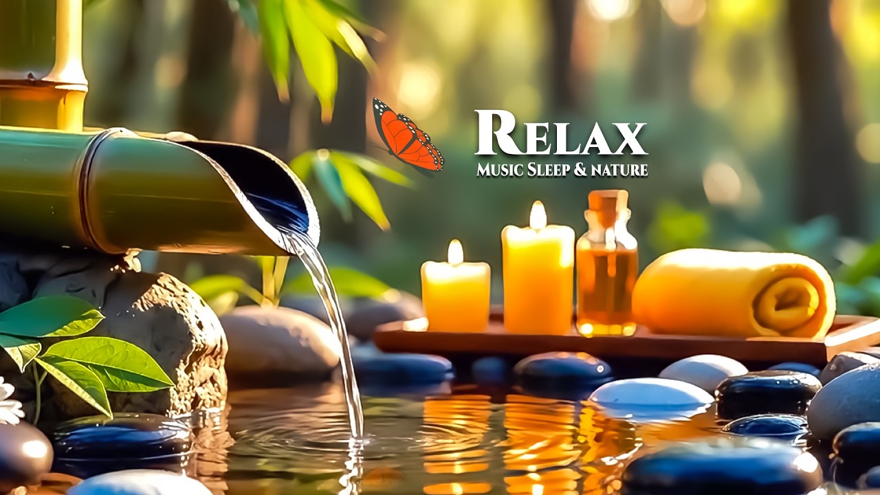 Zen Garden Oasis 🦋 Calming Water, Flickering Candles & Deep Sleep Piano