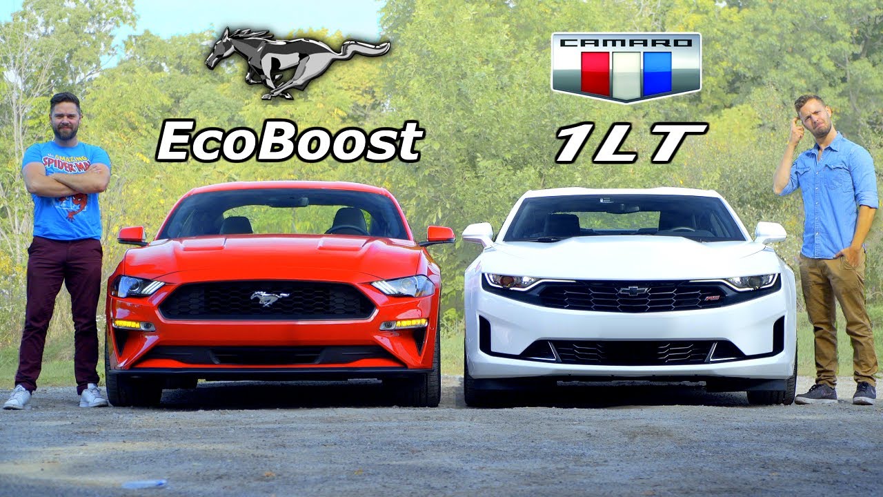 Mustang EcoBoost 2019 против Camaro 1LT // Четырехцилиндровый Pony Face Battle