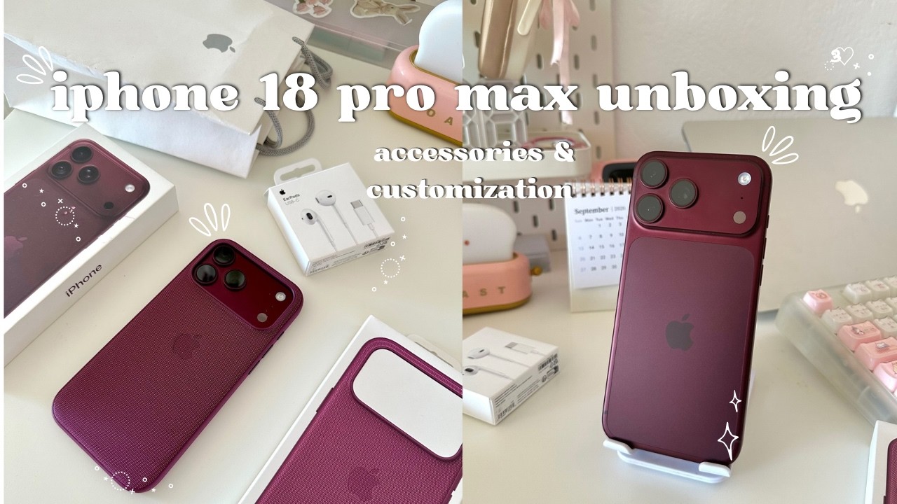 iPhone 18 pro max unboxing 512 GB burgundy🍇 + apple accessories + customization
