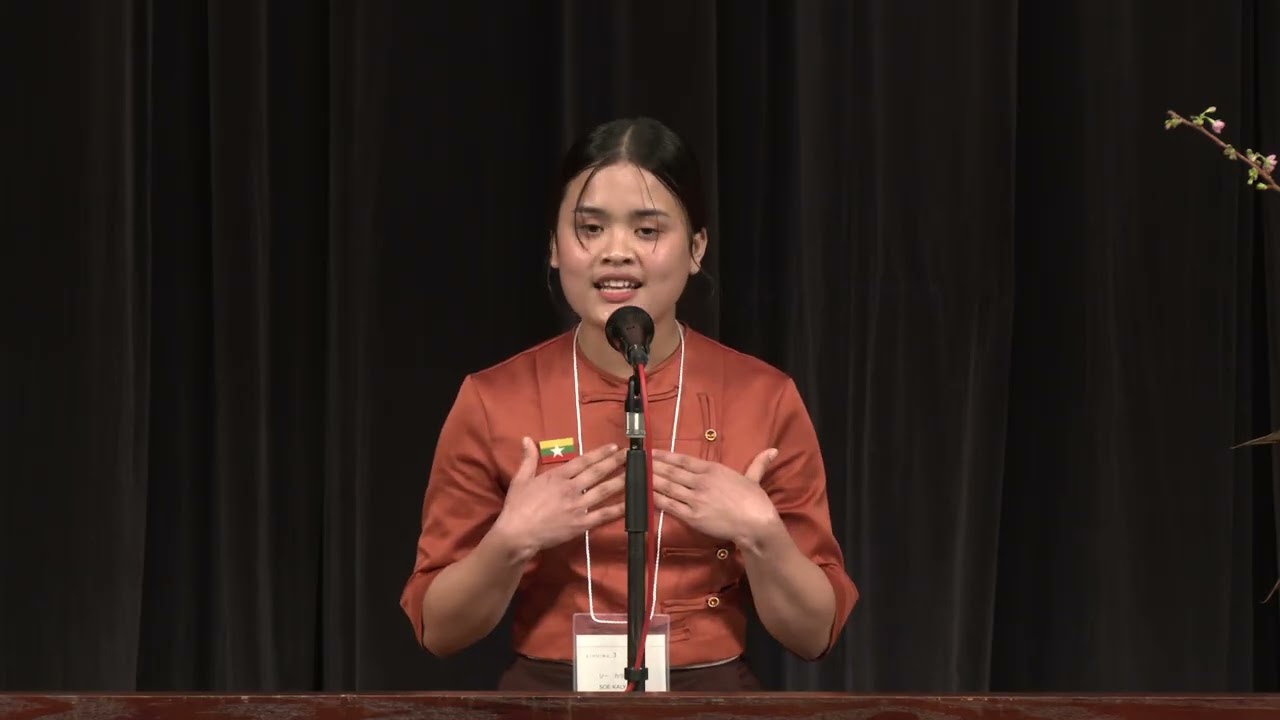 第２２回日本語スピーチコンテスト（富士市国際交流協会主催）　最優秀賞エントリーNo.３　ソー カラヤ ウーさん　「人生とコーヒー豆」