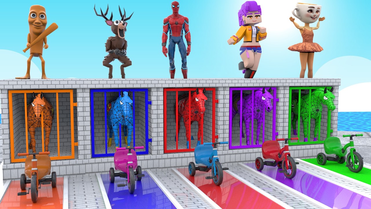 Long Slide Game With Elephant Gorilla Buffalo Hippopotamus Lion 3d Animal Game Funny 3d Animals