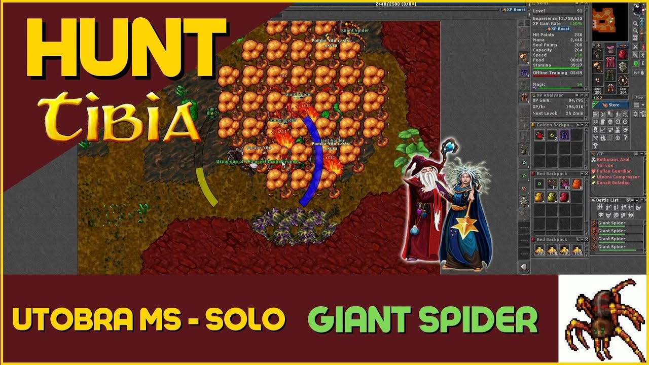 Tibia: Master Sorcerer - Hunt GS Solo - Lv 90+